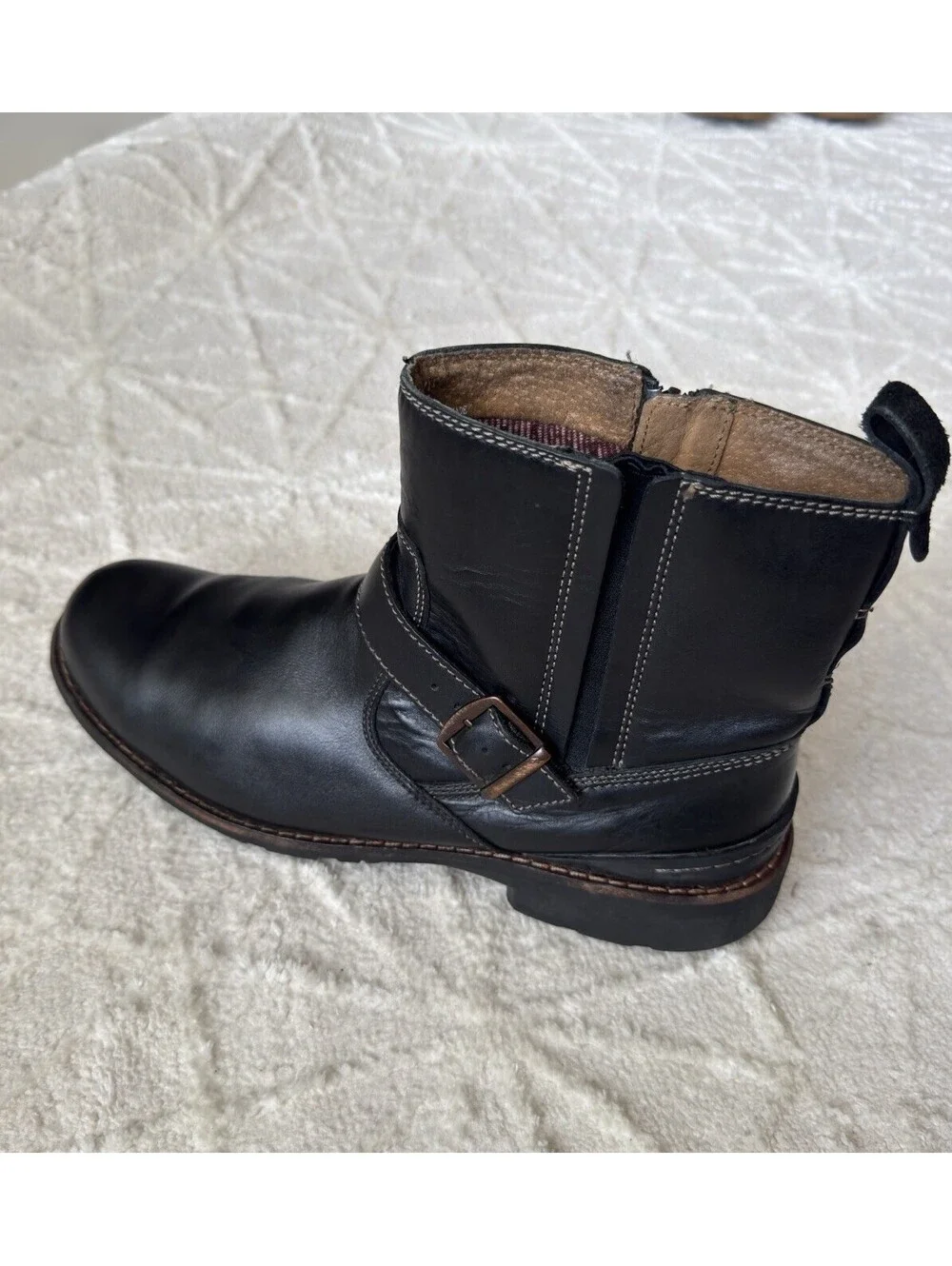 Clarks Men's Chilton side-zip buckle biker boots black leather 11 M